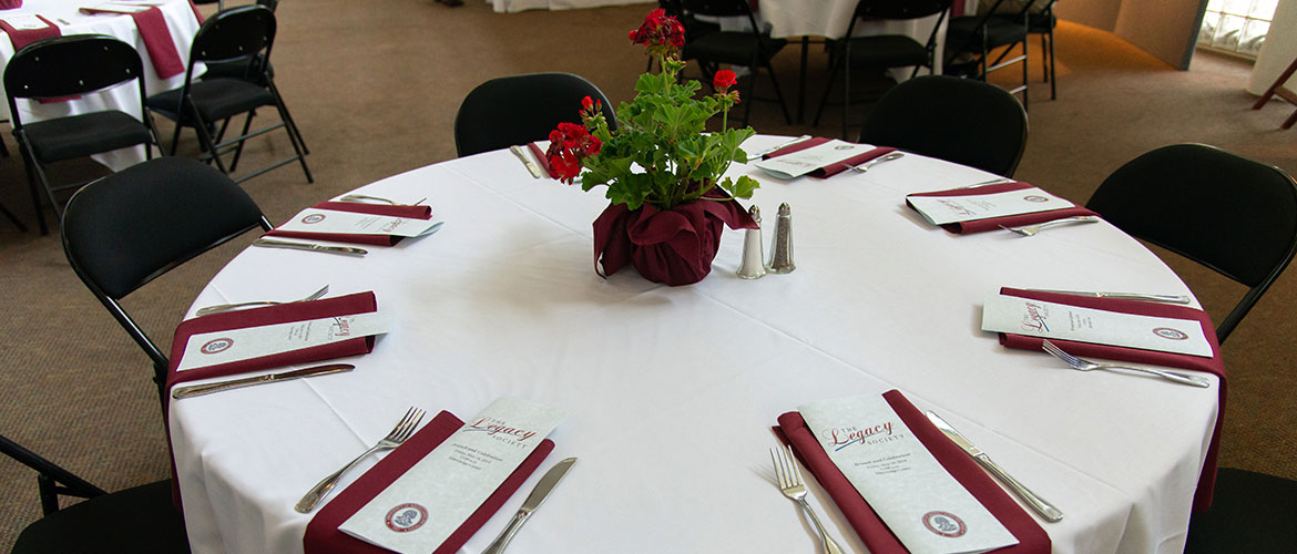 Round table with place settings